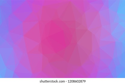 Light Pink, Blue vector hexagon mosaic template. Geometric illustration in Origami style with gradient.  The best triangular design for your business.