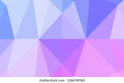 Light Pink, Blue vector hexagon mosaic template. Triangular geometric sample with gradient.  A completely new design for your business.