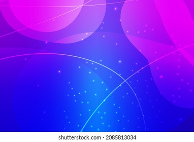 Vector azul y rosa claro Ilustración con un conjunto de círculos abstractos y líneas de colores brillantes. Ilustración abstracta brillante con gotas borrosas de lluvia. Fondo de escritorio para un teléfono móvil.