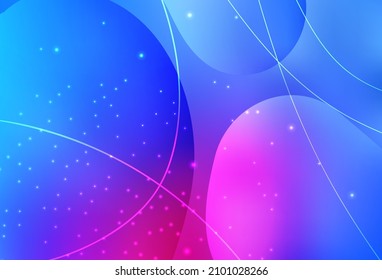 Light Pink, Blue vector Illustration with set of shining colorful abstract circles, lines. Modern abstract illustration with colorful water drops. Smart design for business ads.