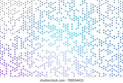 Light Pink, Blue vector illustration which consist of circles. Dotted gradient design for your business. Creative geometric background in halftone style with colored spots.