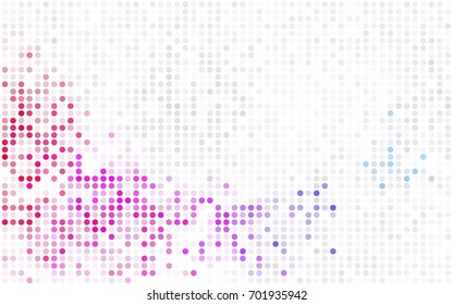 Light Pink, Blue vector illustration which consist of circles. Dotted gradient design for your business. Creative geometric background in halftone style with colored spots.
