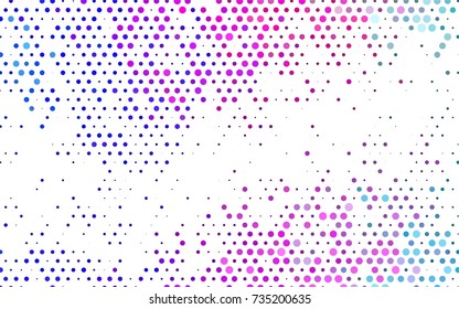 Light Pink, Blue vector illustration which consist of circles. Dotted gradient design for your business. Creative geometric background in halftone style with colored spots.