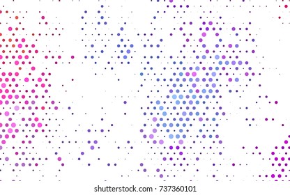 Light Pink, Blue vector illustration which consist of circles. Dotted gradient design for your business. Creative geometric background in halftone style with colored spots.