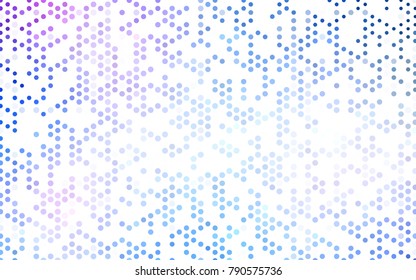 Light Pink, Blue vector illustration which consist of circles. Dotted gradient design for your business. Creative geometric background in halftone style with colored spots.