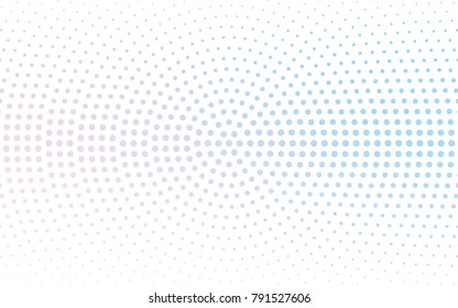 Light Pink, Blue vector illustration which consist of circles. Dotted gradient design for your business. Creative geometric background in halftone style with colored spots.