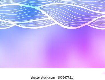 Light Pink, Blue vector indian curved texture. Ethnic elegant natural pattern with gradient. The elegant pattern can be used as a part of a brand book.