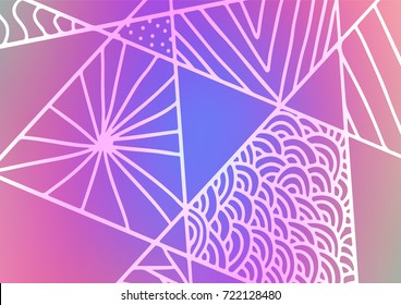 Light Pink, Blue vector indian curved texture. Blurred decorative design in Indian style with Zen tangles. The elegant pattern can be used as a part of a brand book.