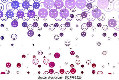 Light Pink, Blue vector layout with smiling faces. Glitter abstract sketch with smiley, icons. Design for positive ad, poster, banner.