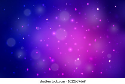 Light Pink, Blue vector layout with bright snowflakes. Snow on blurred abstract background with gradient. The pattern can be used for new year leaflets.
