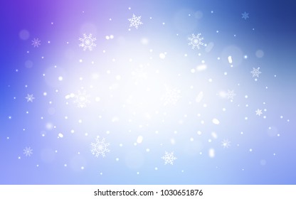 Light Pink, Blue vector layout with bright snowflakes. Shining colored illustration with snow in christmas style. The template can be used as a new year background.