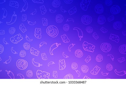 Light Pink, Blue vector layout with restaurant food. Beautiful colored illustration with food in doodle style. Pattern for ad, booklets, leaflets of restaurants.