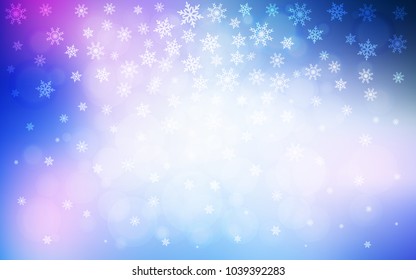 Light Pink, Blue vector layout with bright snowflakes. Modern geometrical abstract illustration with crystals of ice. The pattern can be used for new year ad, booklets.