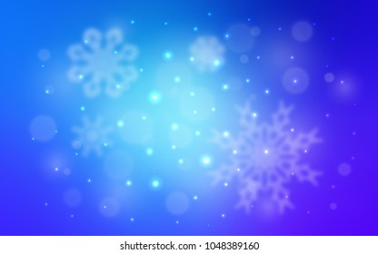 Light Pink, Blue vector layout with bright snowflakes. Modern geometrical abstract illustration with crystals of ice. The template can be used as a new year background.