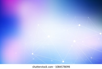 Light Pink, Blue vector layout with circles, lines. Glitter abstract illustration with connection of triangle structure. Completely new template for your brand book.