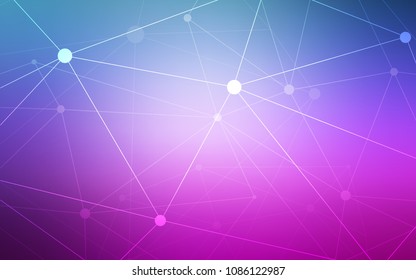 Light Pink, Blue vector layout with circles, lines. Design with connection of dots and lines on colorful background. Pattern can be used for futuristic ad, booklets.