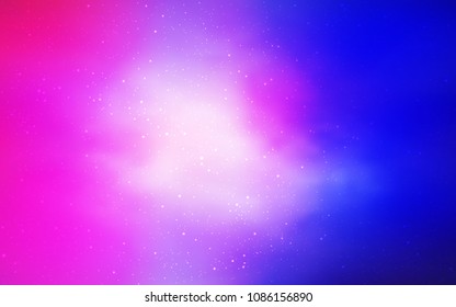 Light Pink, Blue vector layout with cosmic stars. Shining colored illustration with bright astronomical stars. Template for cosmic backgrounds.