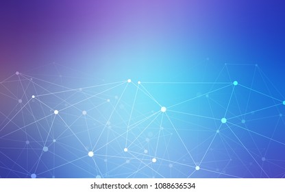 Light Pink, Blue vector layout with circles, lines. Glitter abstract illustration with connection of triangle structure. New design for ad, poster, banner of your website.