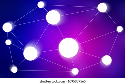 Light Pink, Blue vector layout with circles, lines. Design with connection of dots and lines on colorful background. Pattern can be used for futuristic ad, booklets.