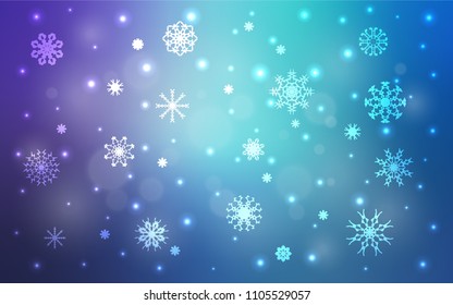 Light Pink, Blue vector layout with bright snowflakes. Decorative shining illustration with snow on abstract template. New year design for your business advert.