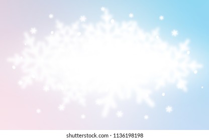 Light Pink, Blue vector layout with bright snowflakes. Shining colored illustration with snow in christmas style. The template can be used as a new year background.