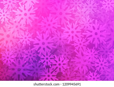Light Pink, Blue vector layout with bright snowflakes. Shining colored illustration with snow in christmas style. The pattern can be used for new year leaflets.