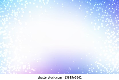 Light Pink, Blue vector layout with cosmic stars. Space stars on blurred abstract background with gradient. Pattern for futuristic ad, booklets.