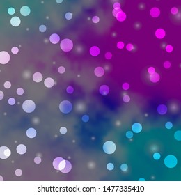 Light Pink, Blue vector layout with circles, stars. Abstract illustration with colorful spots, stars. New template for a brand book.