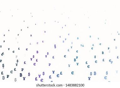 Light Pink, Blue vector layout with banking symbols. Modern abstract illustration with symbols of digital money. Pattern for bank ads, posters, banners.
