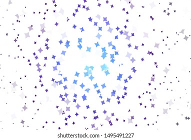 Light Pink, Blue vector layout with bright stars. Blurred decorative design in simple style with stars. Pattern for futuristic ad, booklets.