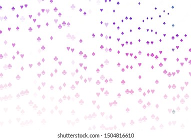Light Pink, Blue vector layout with elements of cards. Shining illustration with hearts, spades, clubs, diamonds. Smart design for your business advert of casinos.