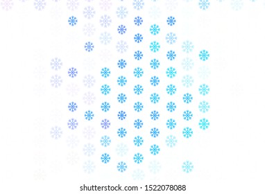 Light Pink, Blue vector layout with bright snowflakes. Colorful decorative design in xmas style with snow. New year design for poster, banner.