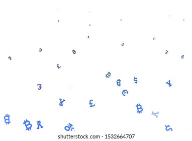 Light Pink, Blue vector layout with banking symbols. Colored symbols of currency on white background. Template for ads of currency markets, bank loans.