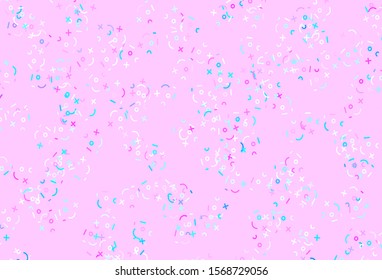 Light Pink, Blue vector layout with algebra elements. Abstract illustration with colored algebra signs. Template for landing page of typography.
