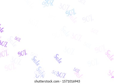 Light Pink, Blue vector layout with discount of 30, 50, 90%. Abstract illustration with colorful gradient symbols of sales. Backdrop for ads, leaflets of Black Friday.