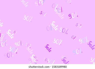 Light Pink, Blue vector layout with discount of 30, 50, 90%. Abstract illustration with colorful gradient symbols of sales. Backdrop for ads, leaflets of Black Friday.