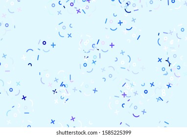 Light Pink, Blue vector layout with algebra elements. Abstract illustration with colored algebra signs. Pattern for ad, booklets, leaflets of education.
