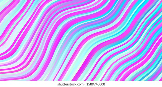 Light Pink, Blue vector layout with circular arc. Brand new colorful illustration with bent lines. Pattern for ads, commercials.