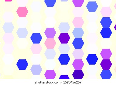 Light Pink, Blue vector layout with hexagonal shapes. Glitter abstract illustration in hexagonal style. Pattern for your ad, booklets.