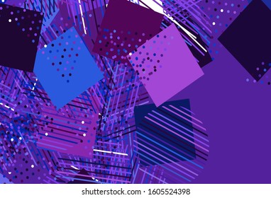 Light Pink, Blue vector layout with circles, lines, rectangles. Glitter abstract illustration with spheres, squares, lines. Modern template for landing page.