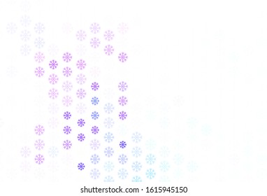Light Pink, Blue vector layout with bright snowflakes. Modern geometrical abstract illustration with snowflakes. Pattern for new year websites.