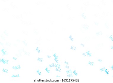 Light Pink, Blue vector layout with discount of 30, 50, 90%. Colored words of sales with gradient on white background. Backdrop for mega promotions, discounts.