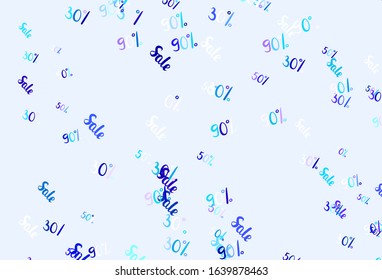 Light Pink, Blue vector layout with discount of 30, 50, 90%. Abstract illustration with colorful gradient symbols of sales. Backdrop for super sales on Black Friday.