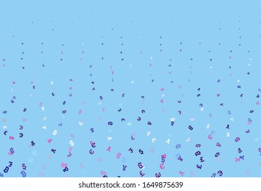 Diseño vectorial azul rosa claro con símbolos bancarios. Ilustración de colores brillantes con signos de moneda. Patrón para anuncios bancarios, afiches, banners.