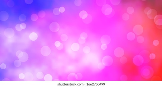 Light Pink, Blue vector layout with circle shapes. Abstract decorative design in gradient style with bubbles. Pattern for booklets, leaflets.