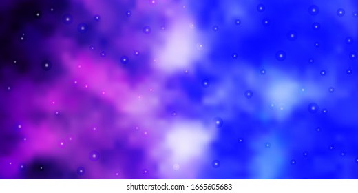 Light Pink, Blue vector layout with bright stars. Shining colorful illustration with small and big stars. Pattern for websites, landing pages.