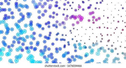 Hellrosa, blaue Vektorillustration mit schönen Schneeflocken. Intelligente geometrische abstrakte Illustration mit Eis, Schnee. Poster, Banner für New Year Design.