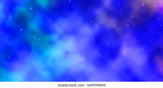 Diseño vectorial azul rosa claro con estrellas brillantes. Brillante ilustración colorida con estrellas pequeñas y grandes. Diseño para su promoción empresarial.