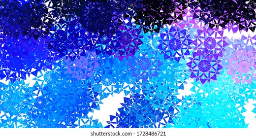 Light Pink, Blue vector layout with beautiful snowflakes. Abstract gradient colorful snowflakes and snow elements. New year leaflet pattern.