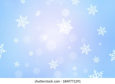 Light Pink, Blue vector layout in New Year style. Colorful illustration with Christmas simbols and signs. Pattern for ads, poster, banner of books.